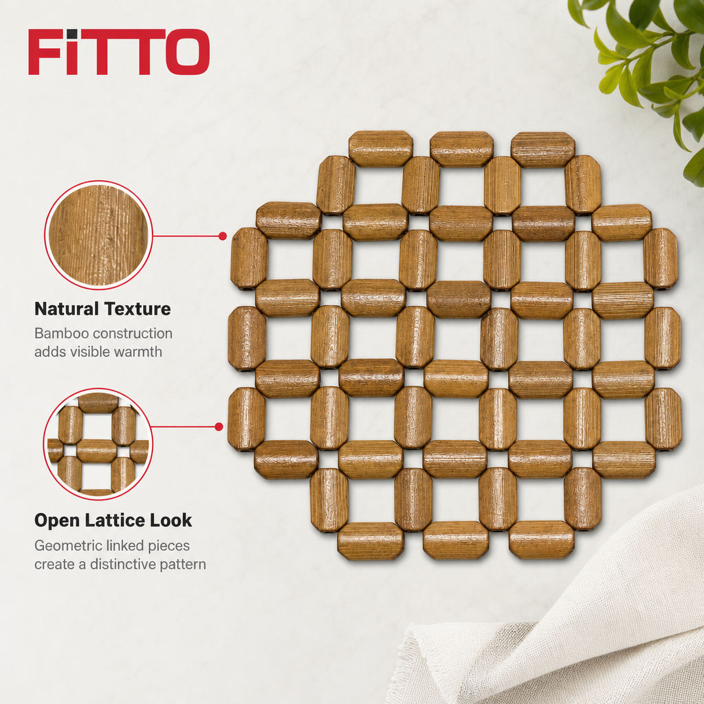 240 Pieces Bamboo Square Lattice Table Mats, Natural Finish, 19 × 19 cm, 1 Piece