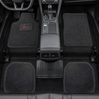 48 Pieces Car Floor Mat Sets, 3D Coil Design with Heel Pad, Black and Grey, 5-Piece