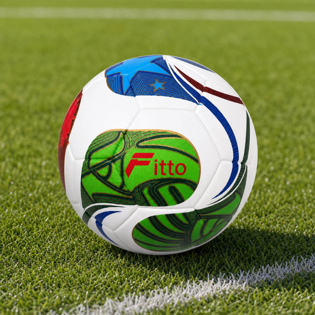 60 Pieces Football Size 5, White with Blue and Green Curved Panel Design