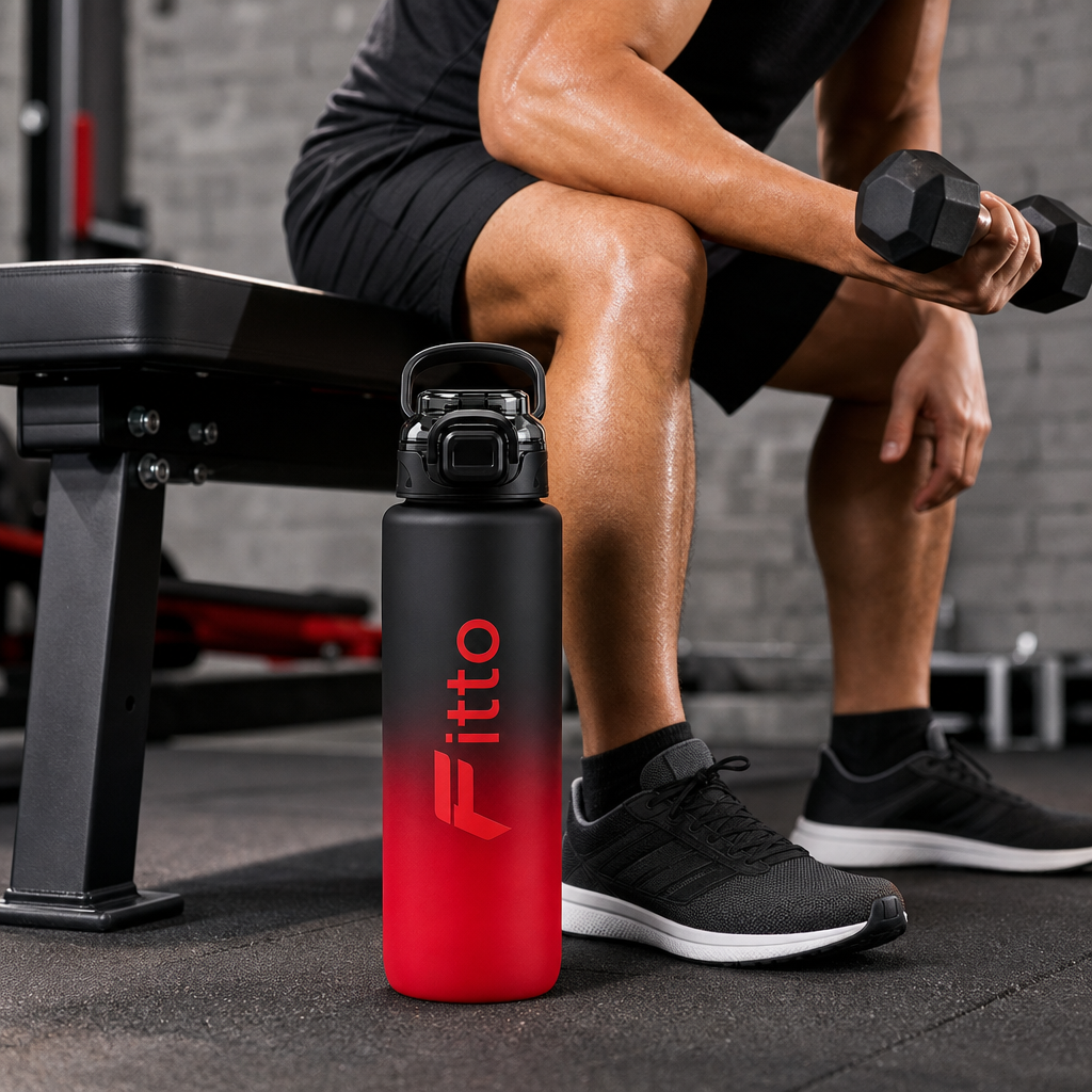 96 Pieces Sports Water Bottles 1000ml with Flip Lid and Carry Handle, Red