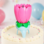 120 Pieces Pink Flower Music Cake Candle, Opening Floral Design, 1 Piece