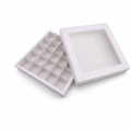 120 Pieces Chocolate Box with 25 Compartments, White Square Confectionery Box, 23.5 x 23.5 x 4 cm