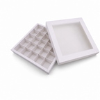 120 Pieces Chocolate Box with 25 Compartments, White Square Confectionery Box, 23.5 x 23.5 x 4 cm