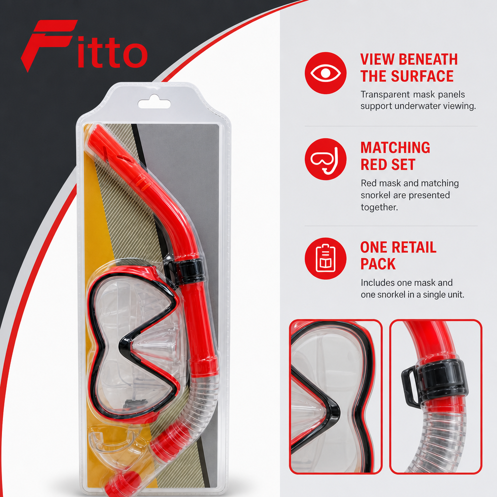 72 Pieces Swimming Mask and Snorkel Set, Red