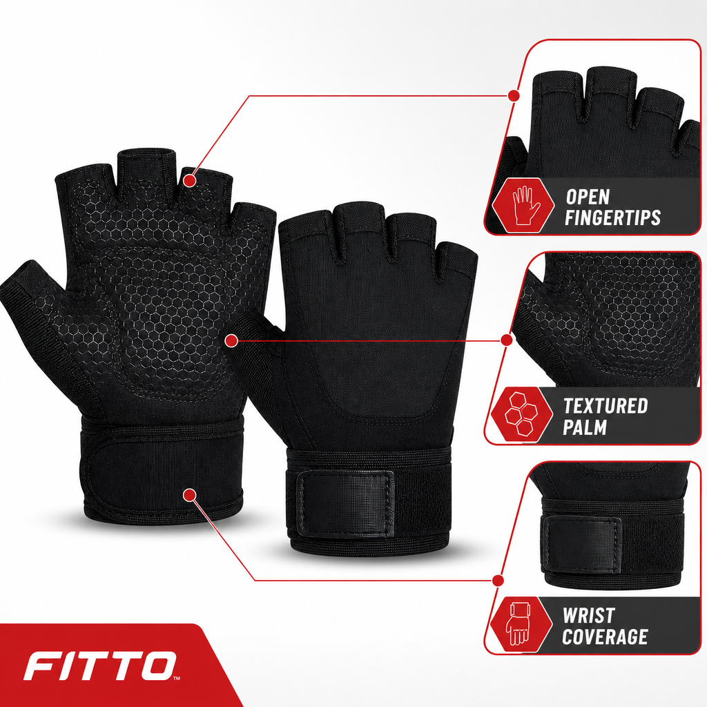 96 Pieces Gym Gloves with Wrist Support and Textured Palm for Weight Lifting and Fitness, Size L