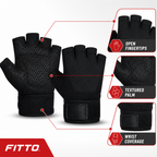 96 Pieces Gym Gloves with Wrist Support and Textured Palm for Weight Lifting and Fitness, Size L