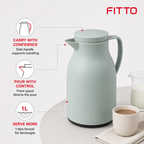 72 Pieces 1-Litre Vacuum Flask with Handle and Pour Spout, Green or White, 1 Piece
