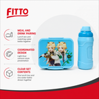 96 Pieces Lunch Box and Water Bottle Set, Light Blue Cartoon Design