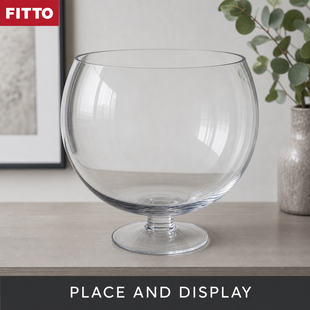48 Pieces Round Glass Display Bowl with Pedestal Base, Large, Clear Decorative Centerpiece