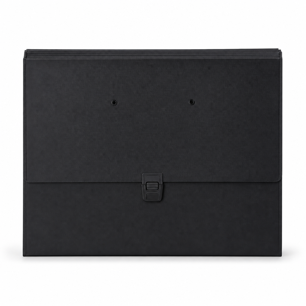 96 Pieces A4 Expanding Document Folder, Black File Organizer with Snap Lock Closure, 1 Piece