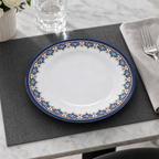 144 Pieces Melamine Dinner Plate, 7 Inch, Round White Plate with Decorative Rim