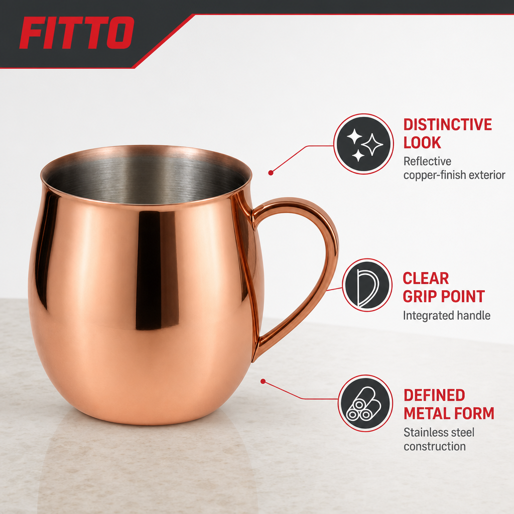 72 Pieces Copper-Finish Stainless Steel Mug with Handle, 1 Piece, 14 x 12 x 10 cm