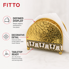 96 Pieces Decorative Metal Napkin Holders, Gold and White Patterned Table Setting Organizer, 1 Piece