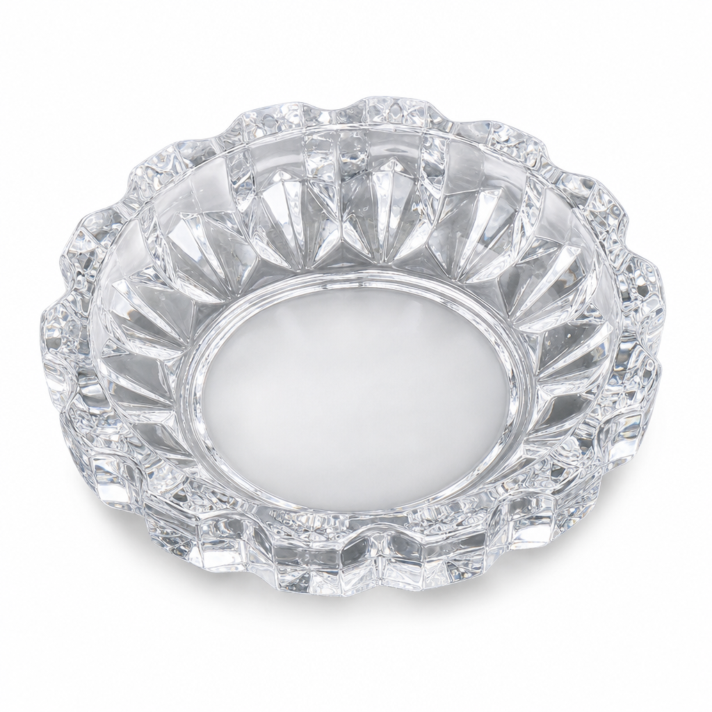 144 Pieces Clear Round Glass Ashtrays with Faceted Edge, 1 Piece