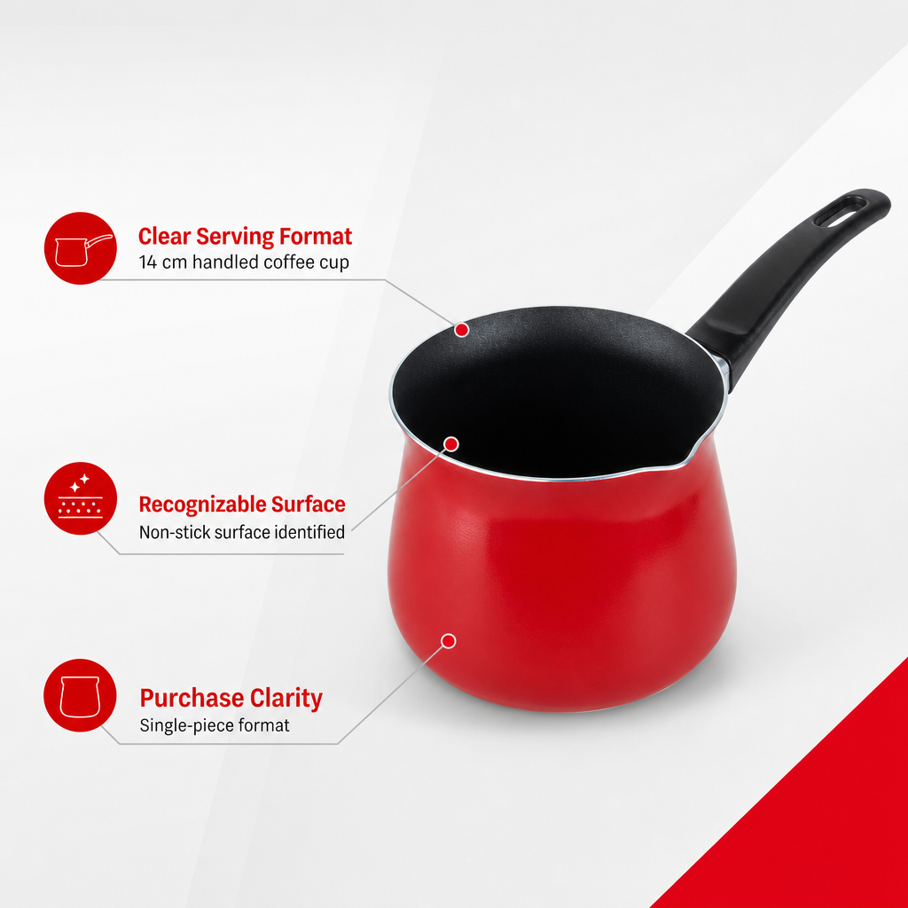 96 Pieces Red Non-Stick Coffee Cup, 14 cm, Single Piece