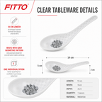 240 Pieces Melamine Chinese Soup Spoon, White with Grey Geometric Pattern, 14 cm