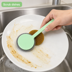 120 Pieces Dish Scrubber Brush with Handle, Green, 28 cm
