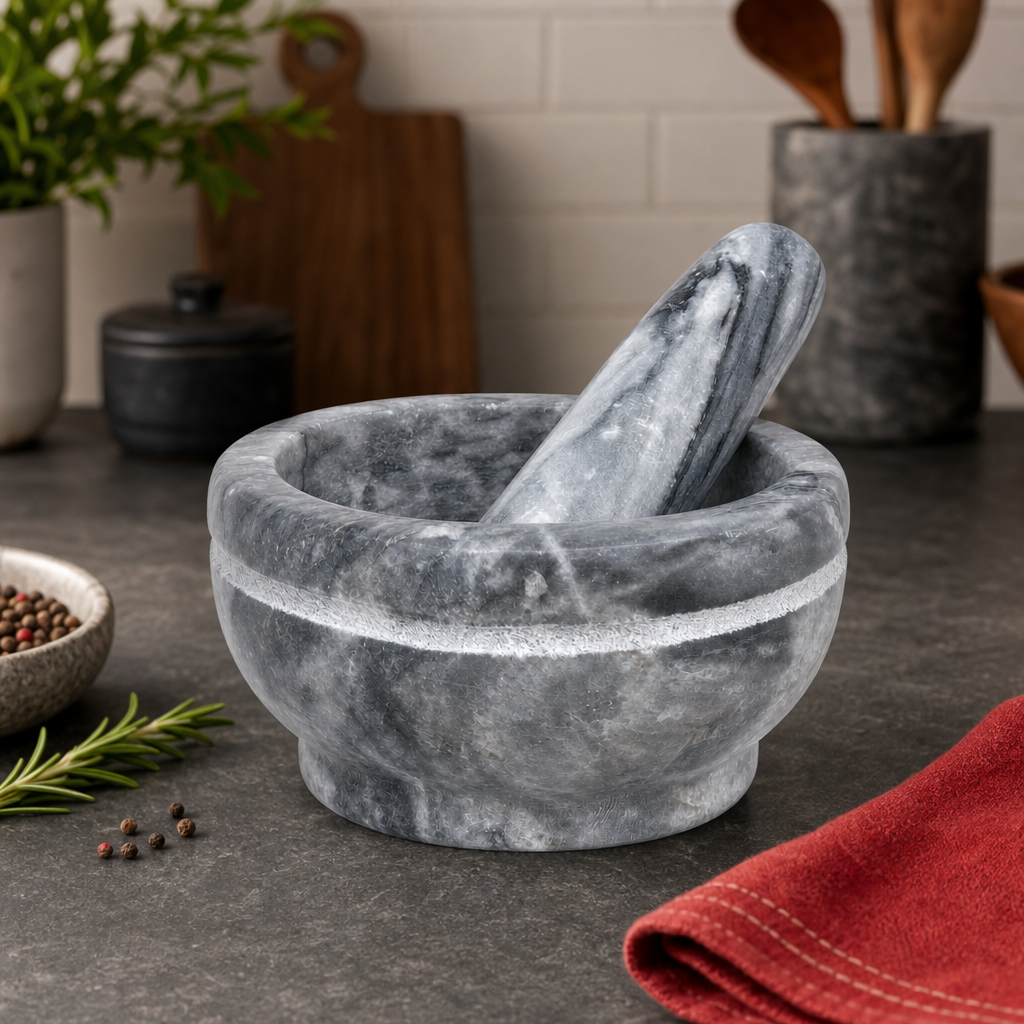 72 Pieces Mortar and Pestles Set, Grey Natural Stone Grinder for Spices and Herbs, 1 Piece, 24 x 20 x 14 cm