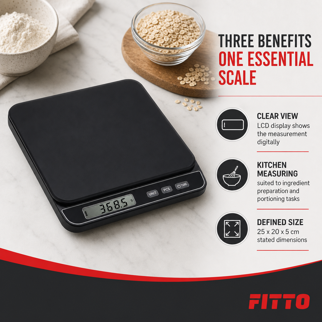 96 Pieces Digital Kitchen Scale with LCD Display, Black, 25 x 20 x 5 cm