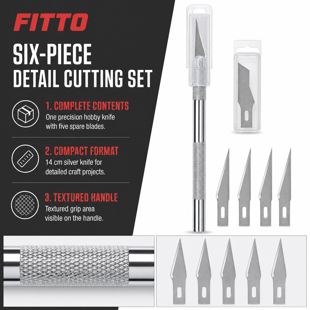 120 Pieces Precision Hobby Knife Set with 5 Spare Blades, 14 cm, Silver, 6-Piece Set