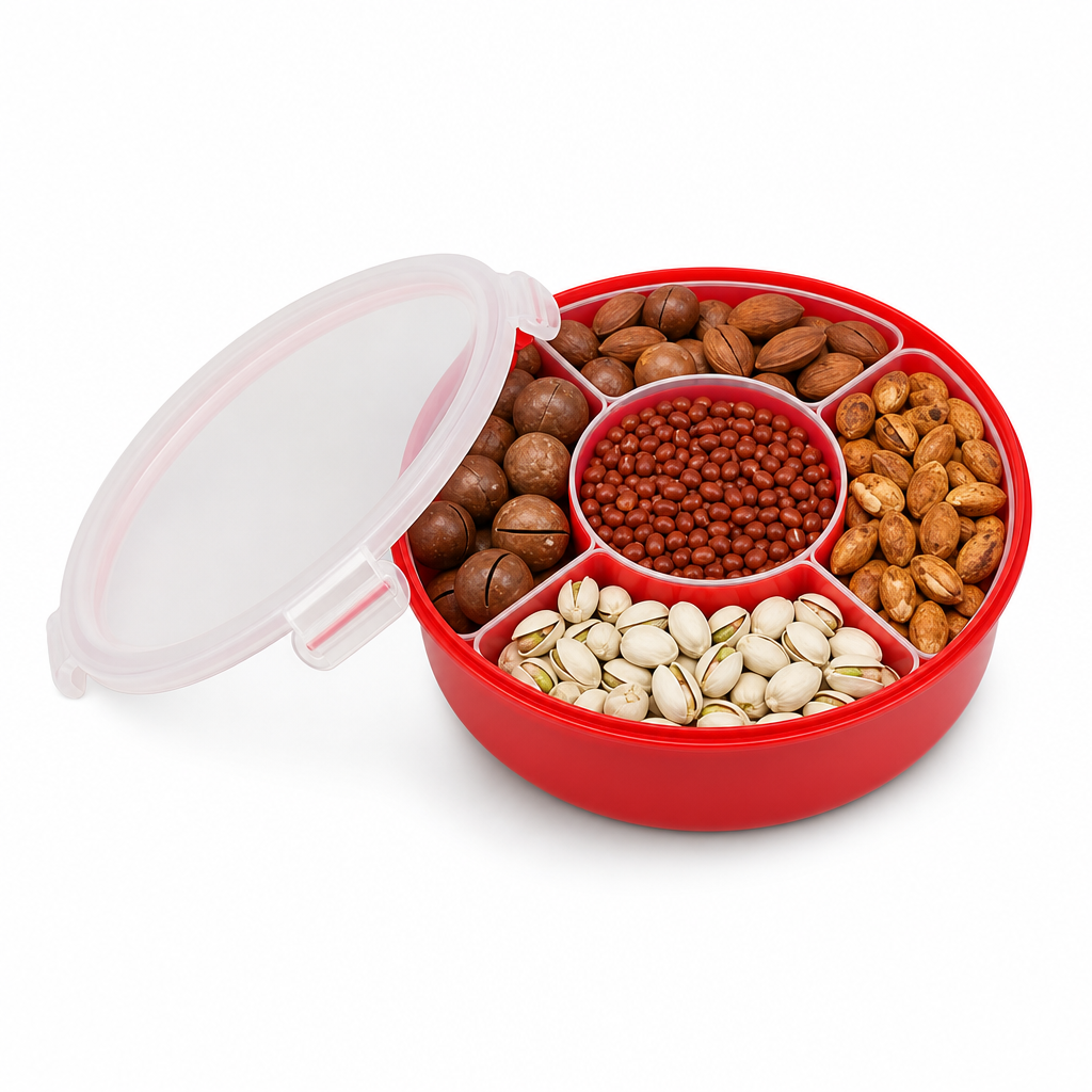 96 Pieces Round Divided Food Storage Containers with Lid, Masala and Snack Organizer, 26 x 26 x 11 cm