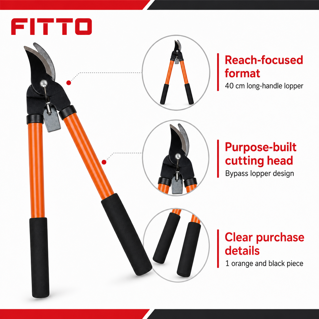 96 Pieces Long-Handle Bypass Lopper, 40 cm, Orange and Black, 1 Piece