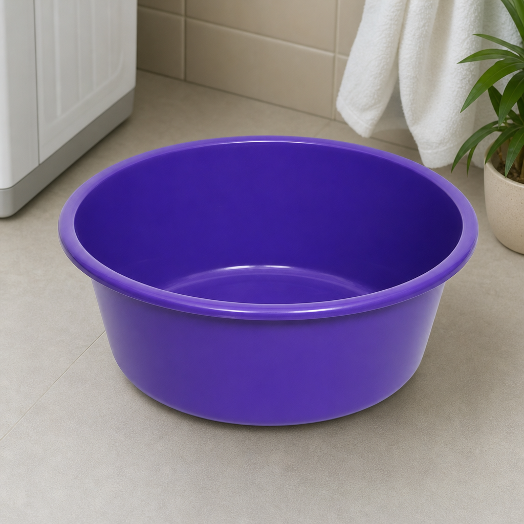 120 Pieces Round Plastic Wash Basin, Size 9, Purple