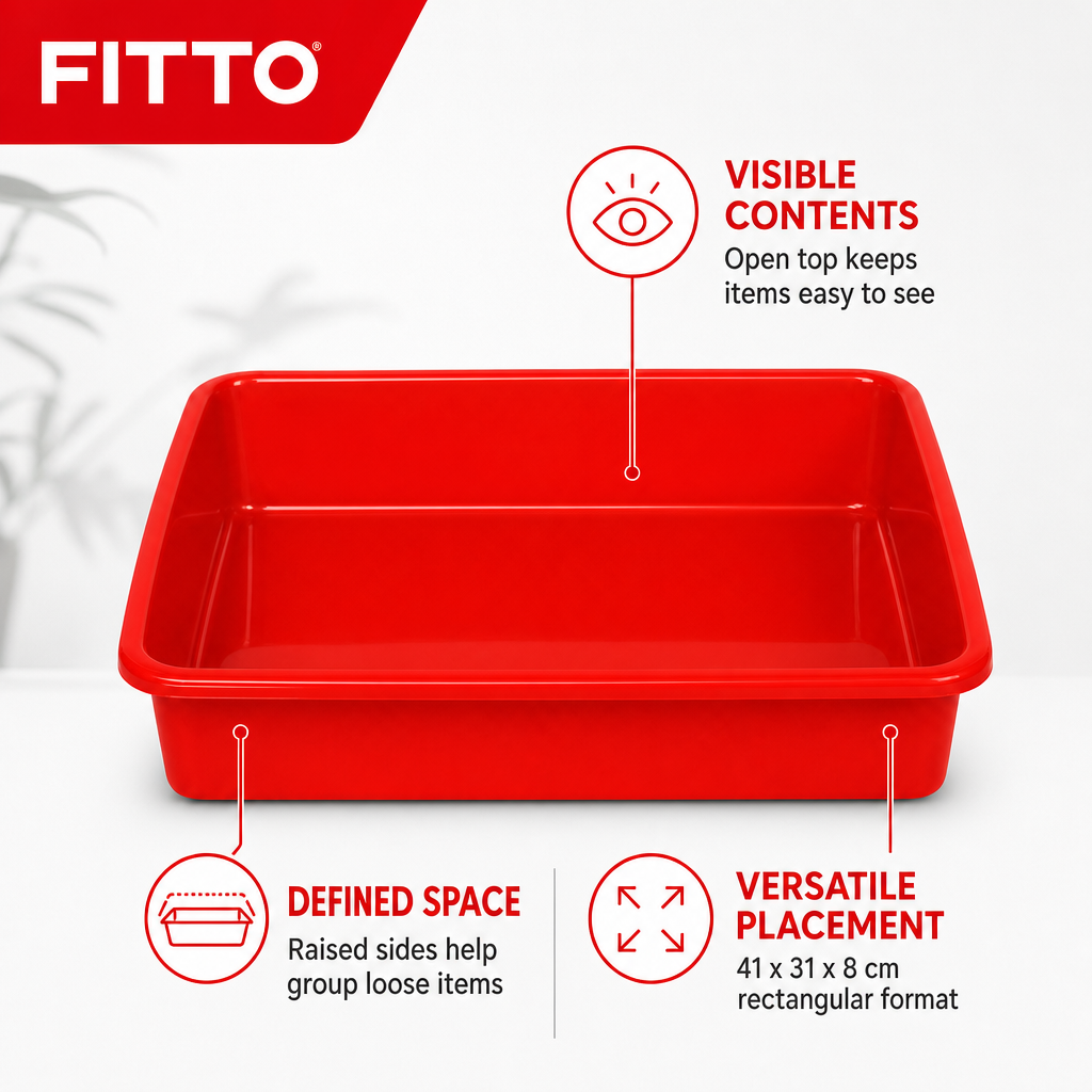 96 Pieces Rectangular Plastic Utility Trays, 41 x 31 x 8 cm, Single Tray, Assorted Colour