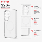 96 Pieces Crystal Clear Magnetic Phone Cases for S26+ with Wireless Charging Ring and Raised Camera Protection