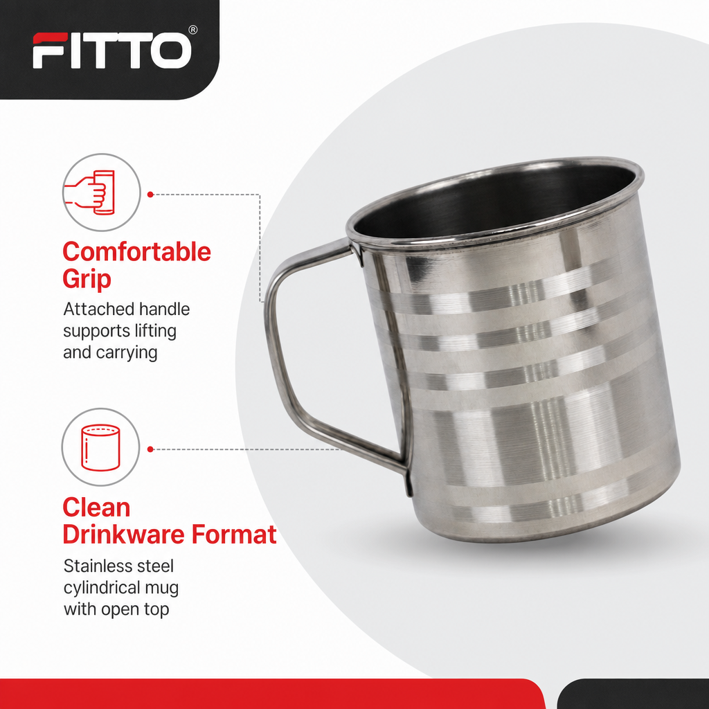 120 Pieces Stainless Steel Water Mug with Handle, Silver, 9 cm