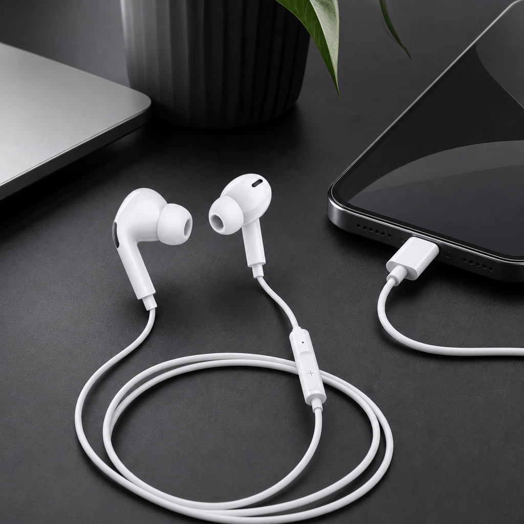 120 Pieces USB-C Wired Earphoneses with Inline Microphone, White