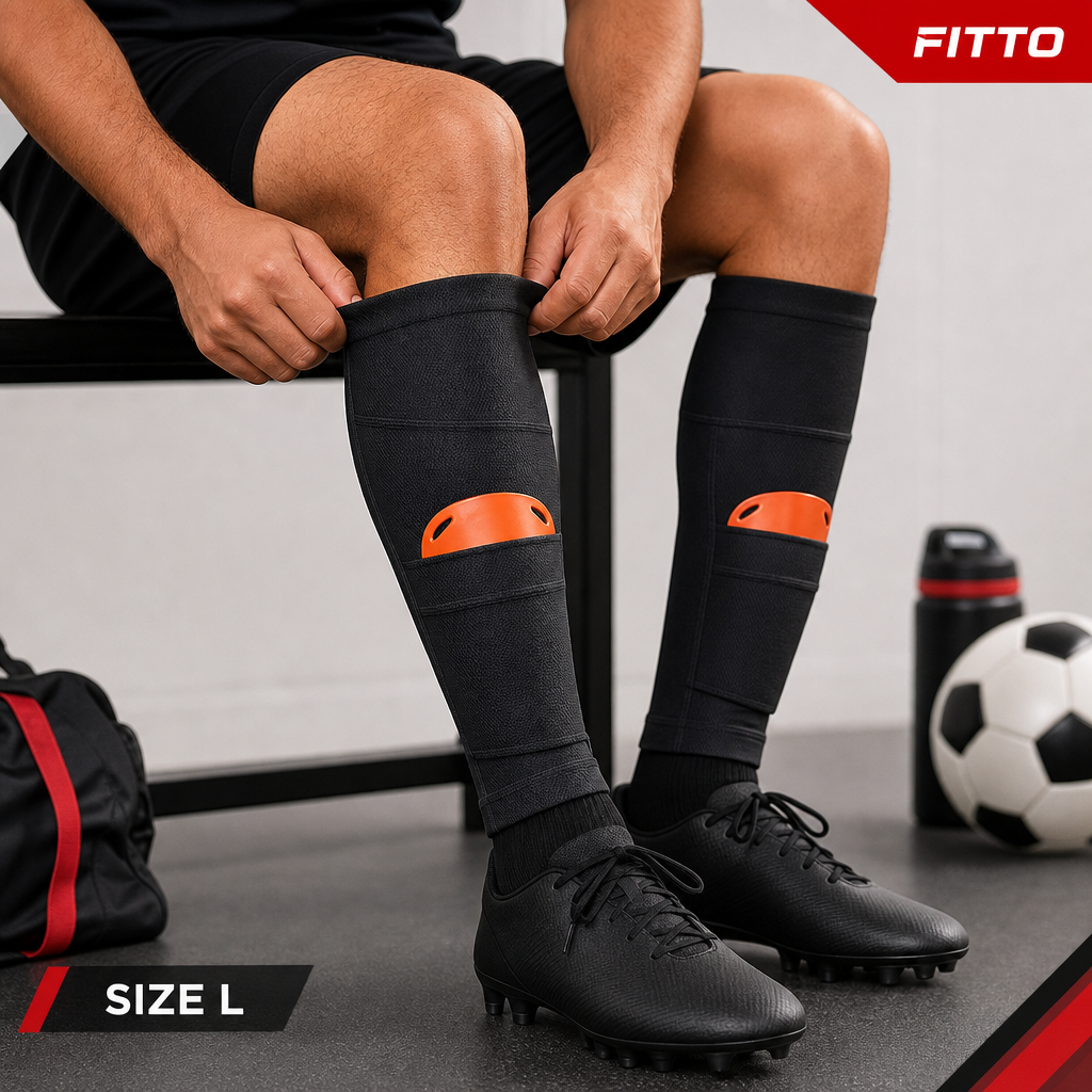 96 Pieces Shin Guard Sockses, Size L, Black and Orange, Pair for Sports Training