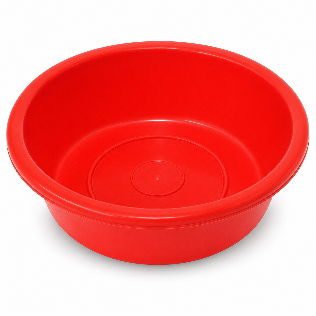 96 Pieces Red Plastic Round Wash Basin, 16 Inch, 1 Piece