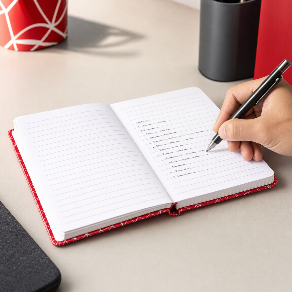 240 Pieces A6 Hard-Cover Notebook, Red Single-Line Pages, 8 mm Ruled, 100 Sheets