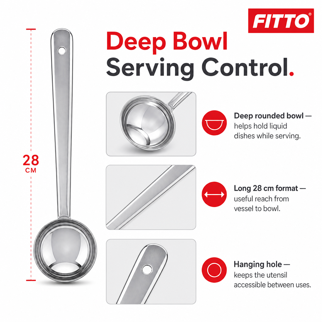 144 Pieces Stainless Steel Deep Curry Ladle, 28 cm, 1 Piece