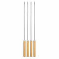 144 Pieces BBQ Skewers Stainless Steel with Wooden Handles 4 Piece Set 45 cm Silver
