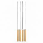 144 Pieces BBQ Skewers Stainless Steel with Wooden Handles 4 Piece Set 45 cm Silver