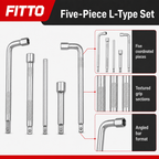 96 Pieces L-Type Socket Wrench Bar Set, 30 cm, Silver, 5 Pieces