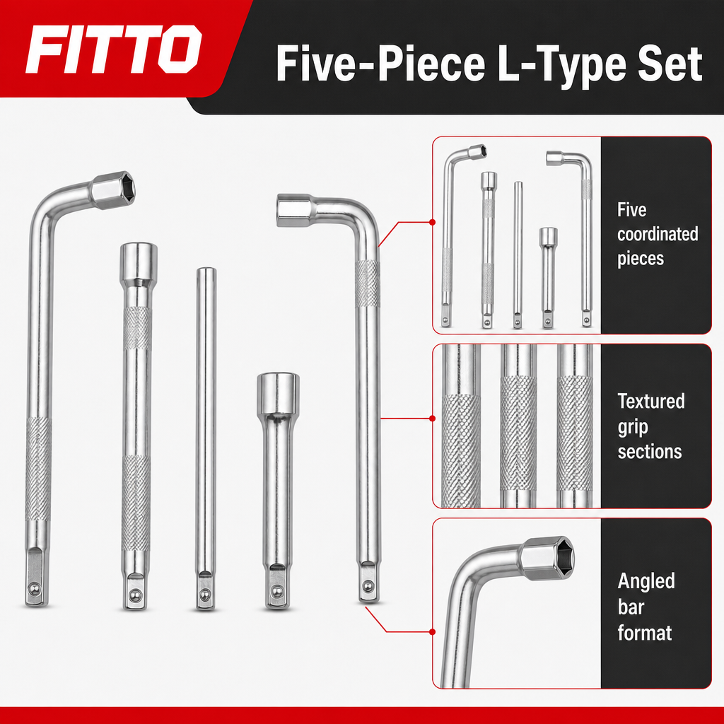 96 Pieces L-Type Socket Wrench Bar Set, 30 cm, Silver, 5 Pieces