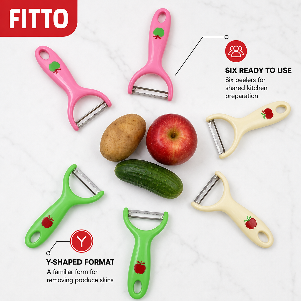 144 Pieces Y-Shaped Fruit and Vegetable Peeler Set, 6 Pieces, Assorted Pink Cream and Green Handles