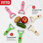 144 Pieces Y-Shaped Fruit and Vegetable Peeler Set, 6 Pieces, Assorted Pink Cream and Green Handles