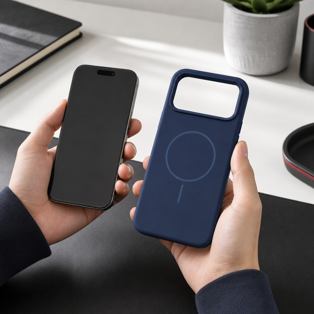 120 Pieces Silicone Magnetic Phone Cases with Raised Camera Protection, Navy Blue