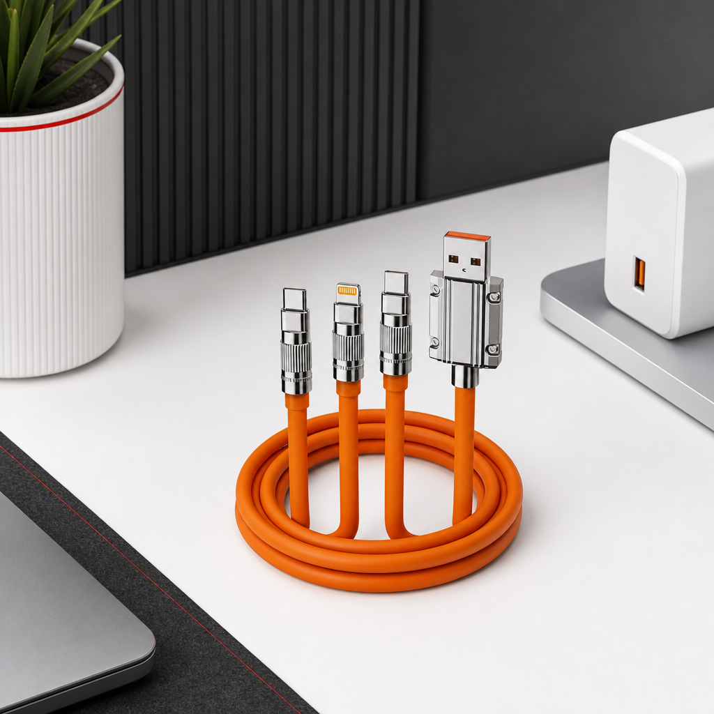 144 Pieces 4-in-1 Fast Charging Cable, 65W/27W Multi-Connector Cable for Everyday Device Power