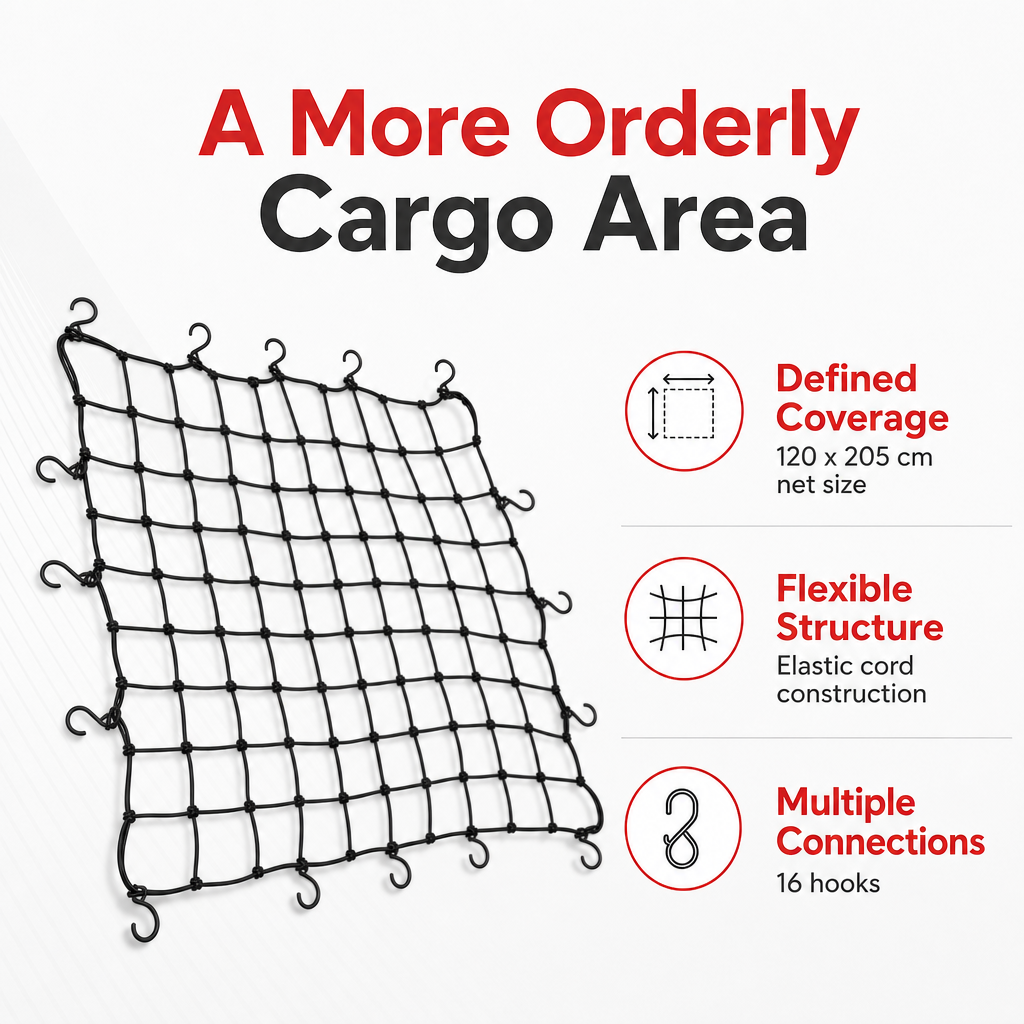 48 Pieces Elastic Cord Cargo Nets, 120 x 205 cm, 16 Hooks, Vehicle Luggage and Load Organizer