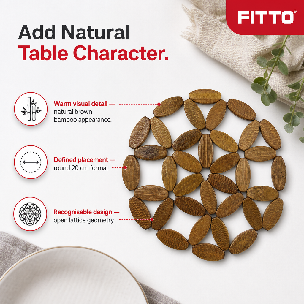 240 Pieces Natural Bamboo Round Lattice Table Mats, 20 cm, 1 Piece