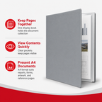 144 Pieces Grey A4 Display Book with 20 Clear Pockets, 1 Piece