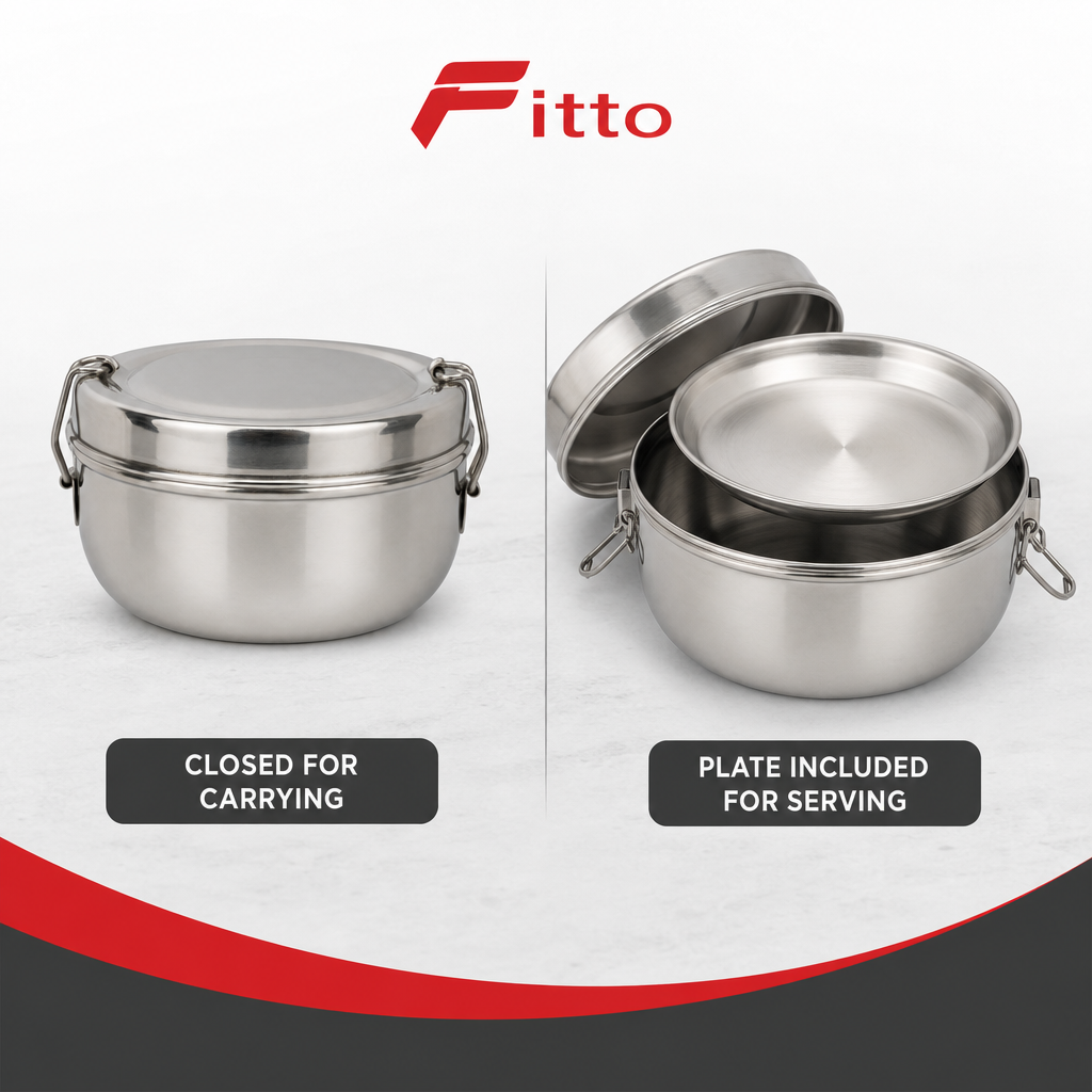 96 Pieces Stainless Steel Lunch Box with Plate, 11.5 cm