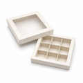 144 Pieces Chocolate Box with 9 Compartments, White, 15 x 15 x 4 cm, 1 Piece