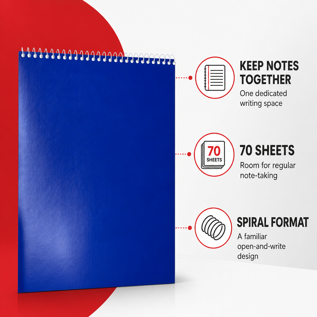144 Pieces Spiral Notebook, 8 x 10 in, 70 Sheets, Blue Cover