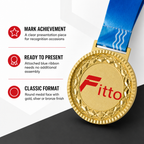 144 Pieces Award Medal with Blue Ribbon, Gold Silver or Bronze Finish, 1 Piece